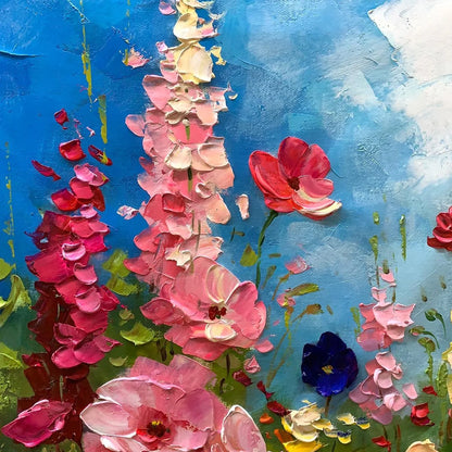 SUMMER MEADOW DANCE: Textured Impasto Floral Oil Painting | rolled canvas, ready for custom framing