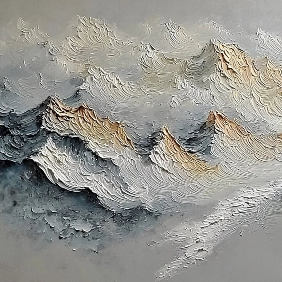 SUMMIT'S WHISPER: Textured Wabi Sabi Abstract Mountain Landscape Painting | rectangular format, hand-painted canvas edge
