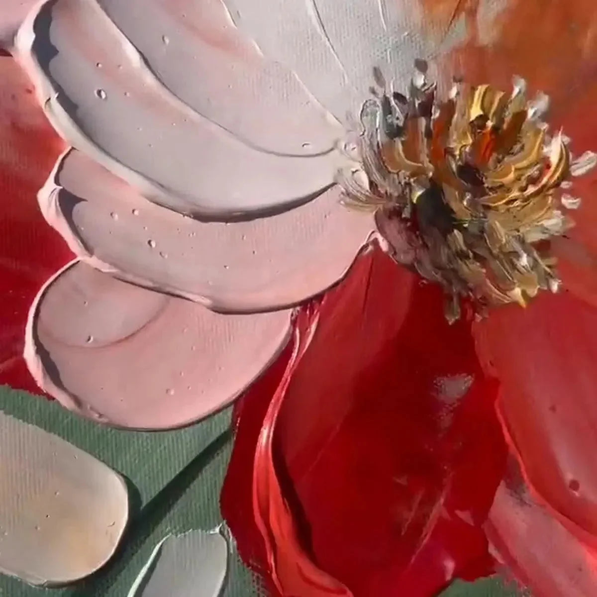 SUNKISSED GARDEN: Textured Floral Impasto Painting in Orange and White | rolled canvas, ready for custom framing