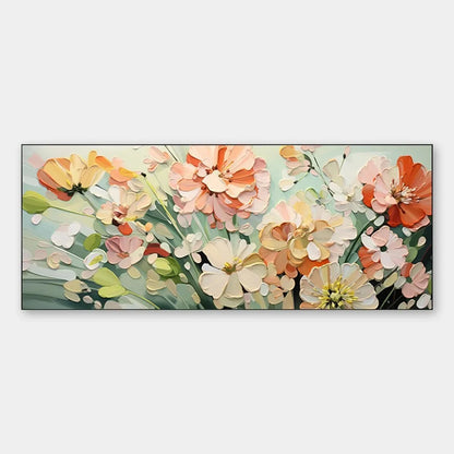 SUNKISSED GARDEN: Textured Floral Impasto Painting in Orange and White | hanging in living room, Abstract wall art