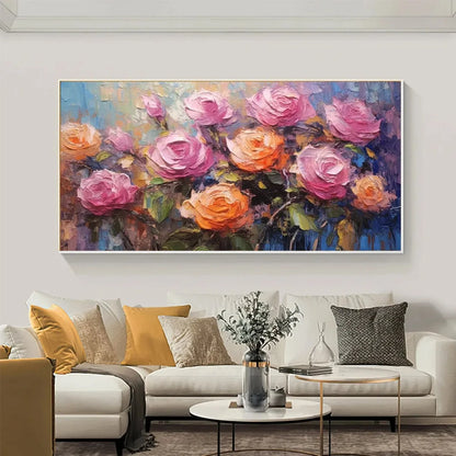 SUNKISSED ROSE HARMONY: Original Impasto Floral Oil Painting on Canvas | Abstract closeup, raised brushwork detail