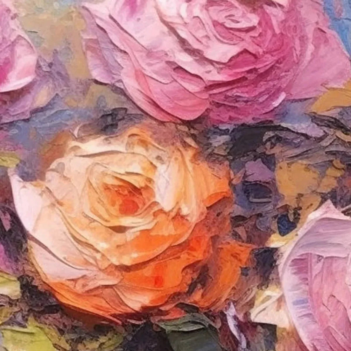 SUNKISSED ROSE HARMONY: Original Impasto Floral Oil Painting on Canvas | rolled canvas, ready for custom framing
