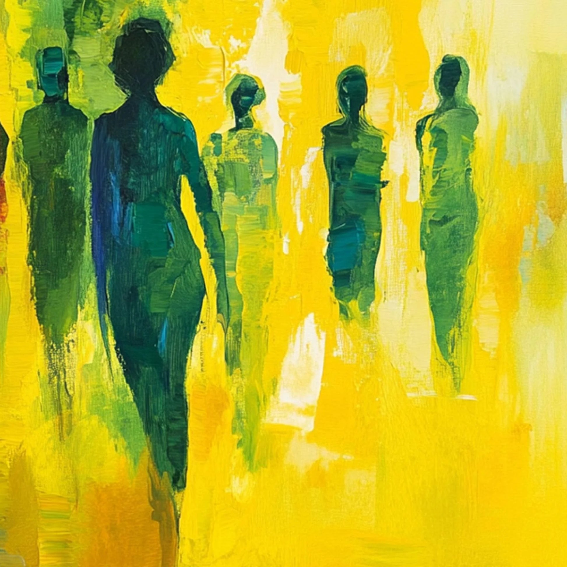 SUNLIT PASSAGE: Vibrant Abstract Figurative Oil Painting | rolled canvas, ready for custom framing