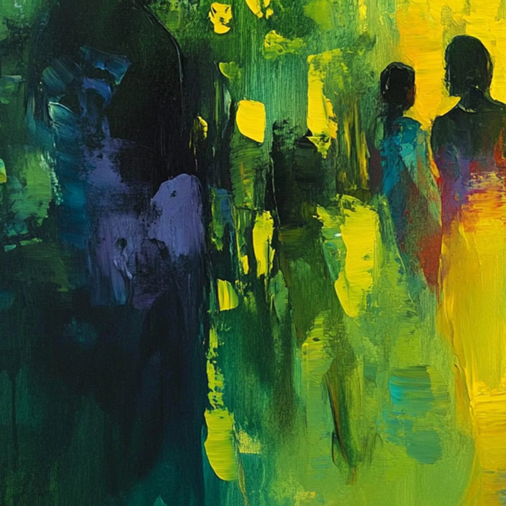 SUNLIT PASSAGE: Vibrant Abstract Figurative Oil Painting | Figurative mood, soft natural light studio shot