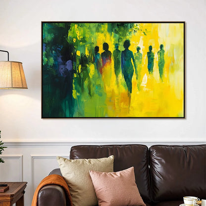 SUNLIT PASSAGE: Vibrant Abstract Figurative Oil Painting | multi-color palette, original oil on stretched canvas art