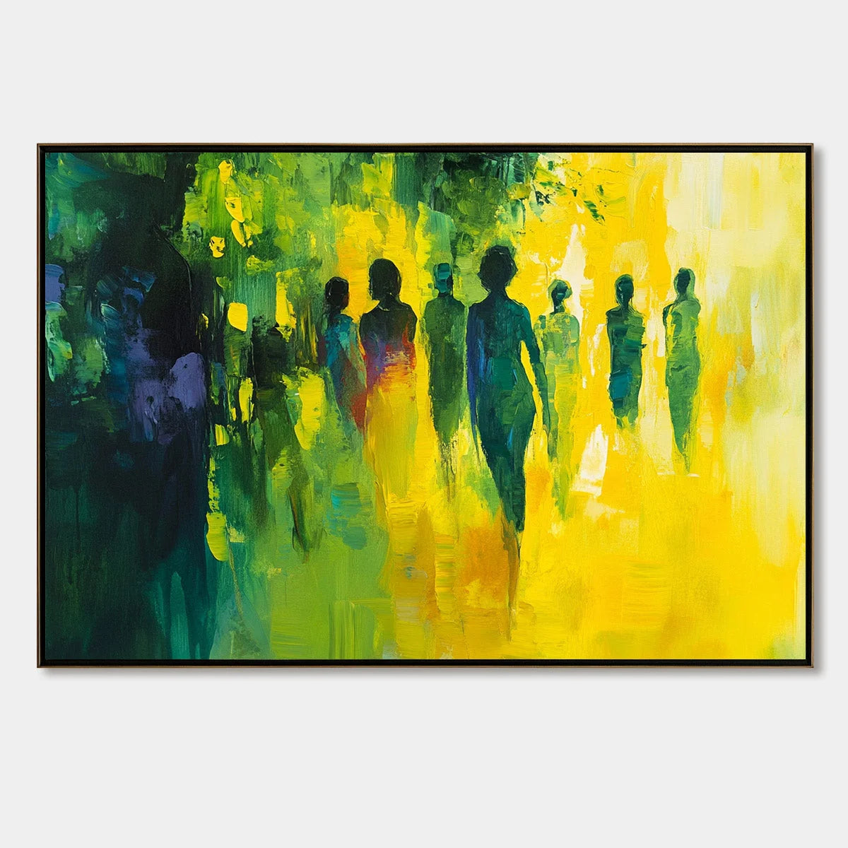 SUNLIT PASSAGE: Vibrant Abstract Figurative Oil Painting | hanging in living room, Figurative wall art