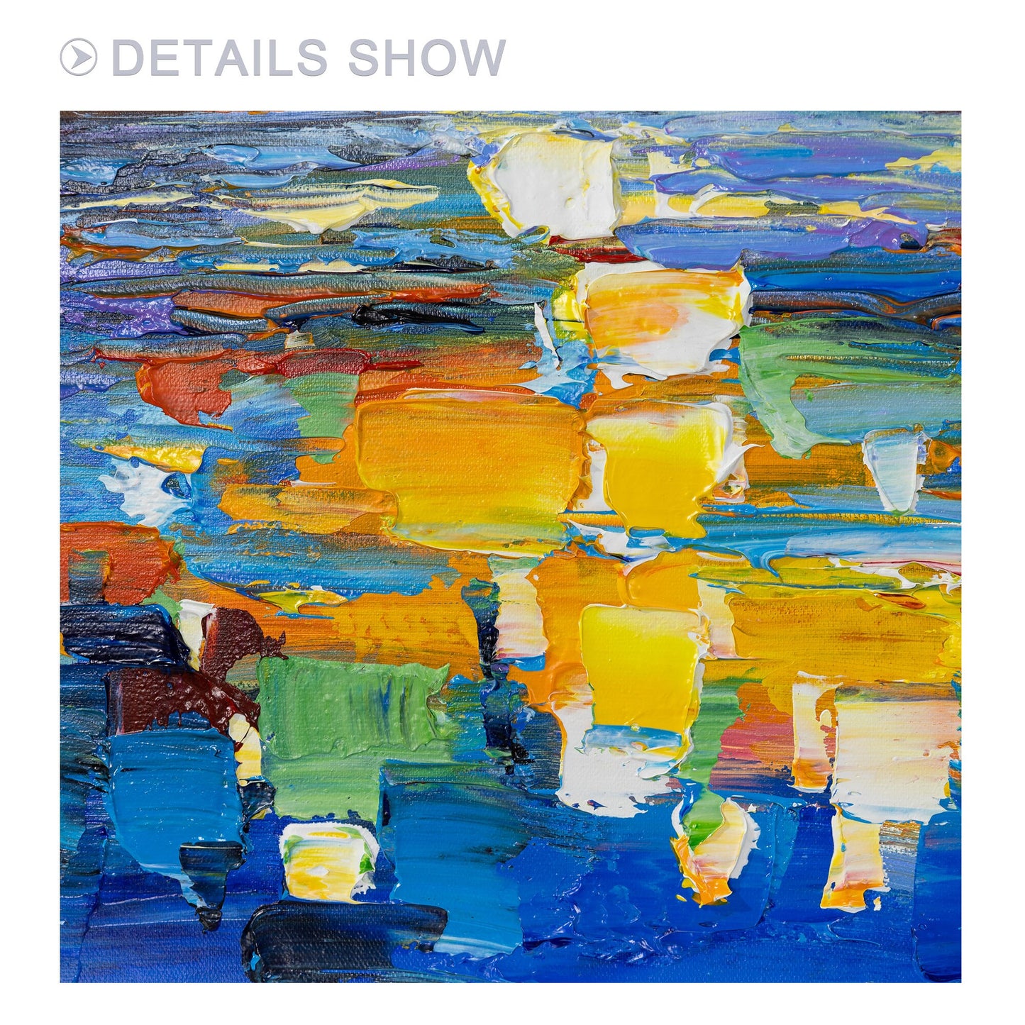 Sunrise Ocean Painting: Heavy Texture Seascape Canvas Art #5