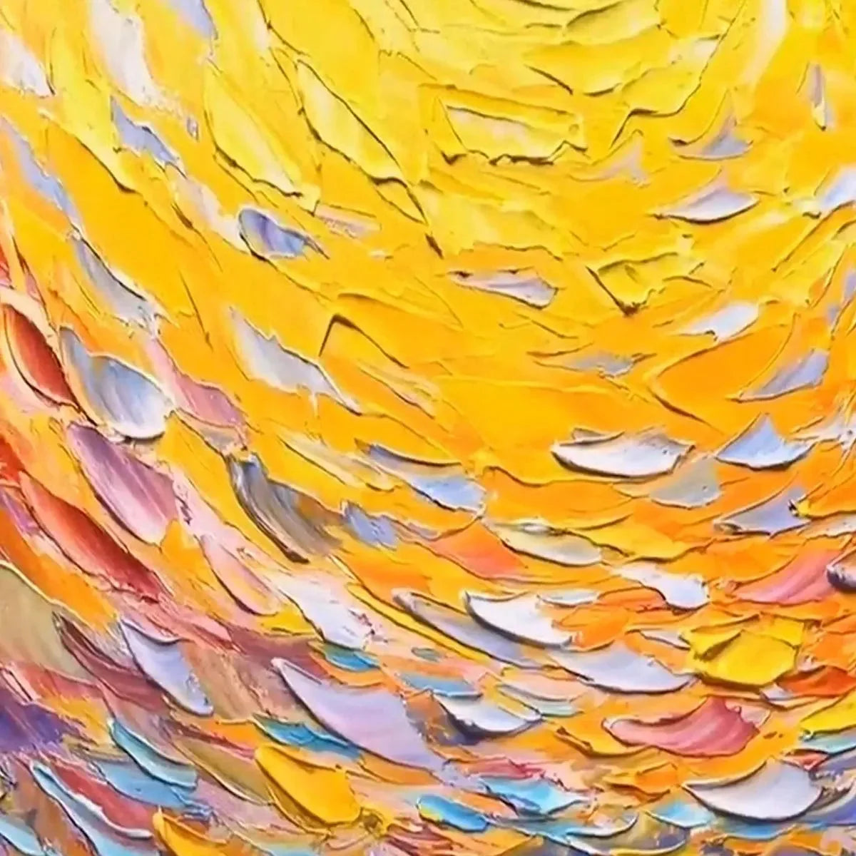 SUNRISE SERENADE: Textured Abstract Sunrise Painting in Yellow and Blue | rolled canvas, ready for custom framing