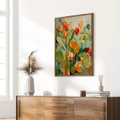 SUNSET BLOOMS: Vibrant Textured Impasto Floral Oil Painting | multi-color palette, original oil on stretched canvas art