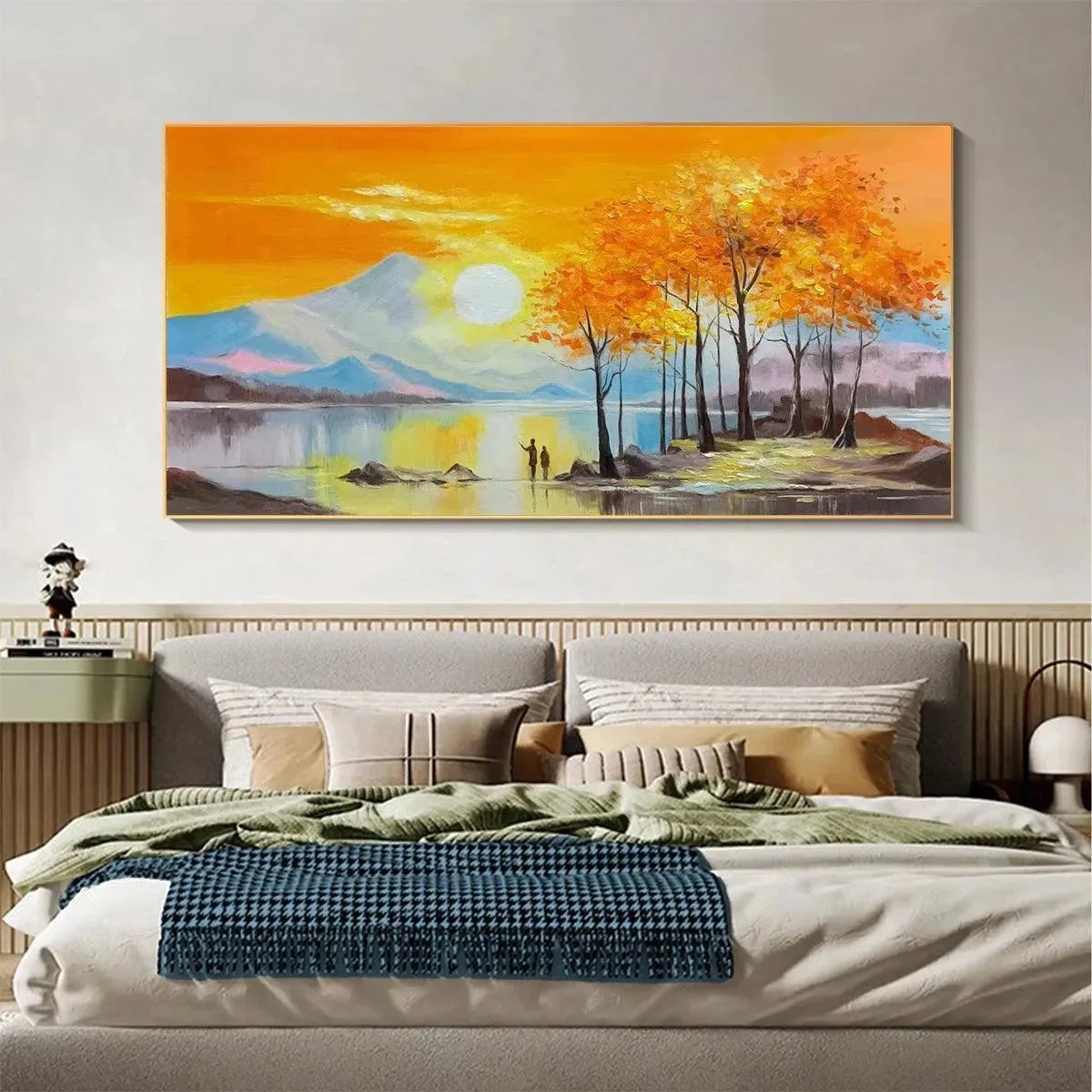 Sunset Landscape Oil Painting - Vibrant Orange Art | Landscape closeup, raised brushwork detail