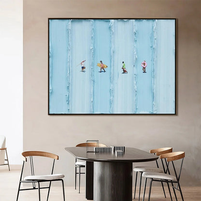 SURF STRIPES: Minimalist Beach Impasto Painting | rectangular format, hand-painted canvas edge