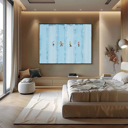 SURF STRIPES: Minimalist Beach Impasto Painting | rolled canvas, ready for custom framing