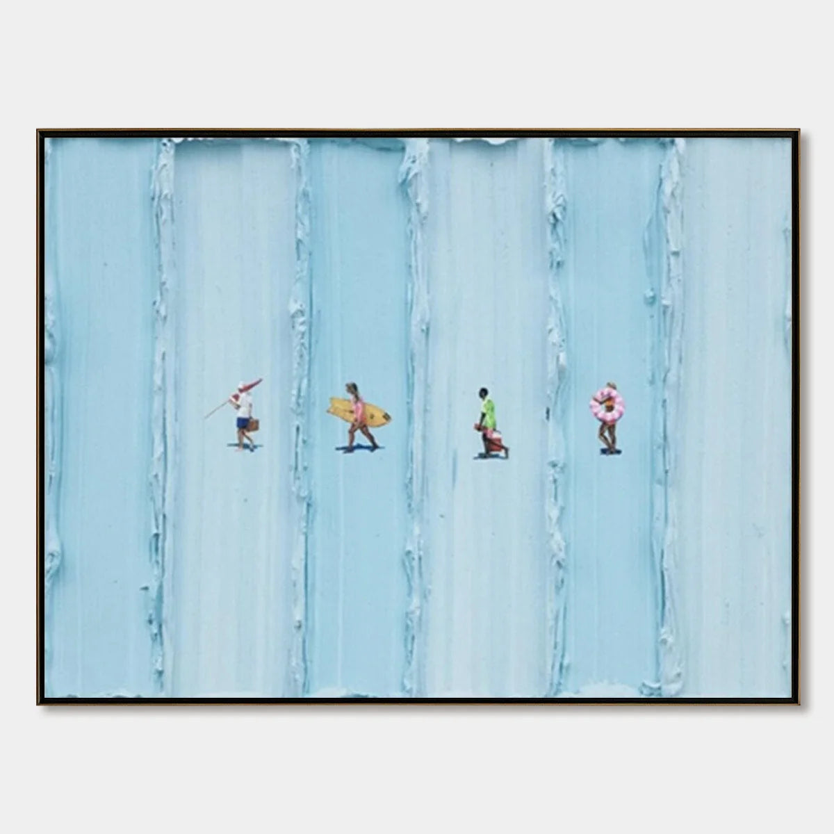 SURF STRIPES: Minimalist Beach Impasto Painting | hanging in living room, Minimalist wall art