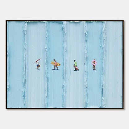 SURF STRIPES: Minimalist Beach Impasto Painting | hanging in living room, Minimalist wall art