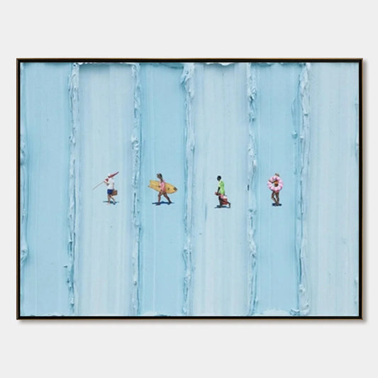 SURF STRIPES: Minimalist Beach Impasto Painting | hanging in living room, Minimalist wall art
