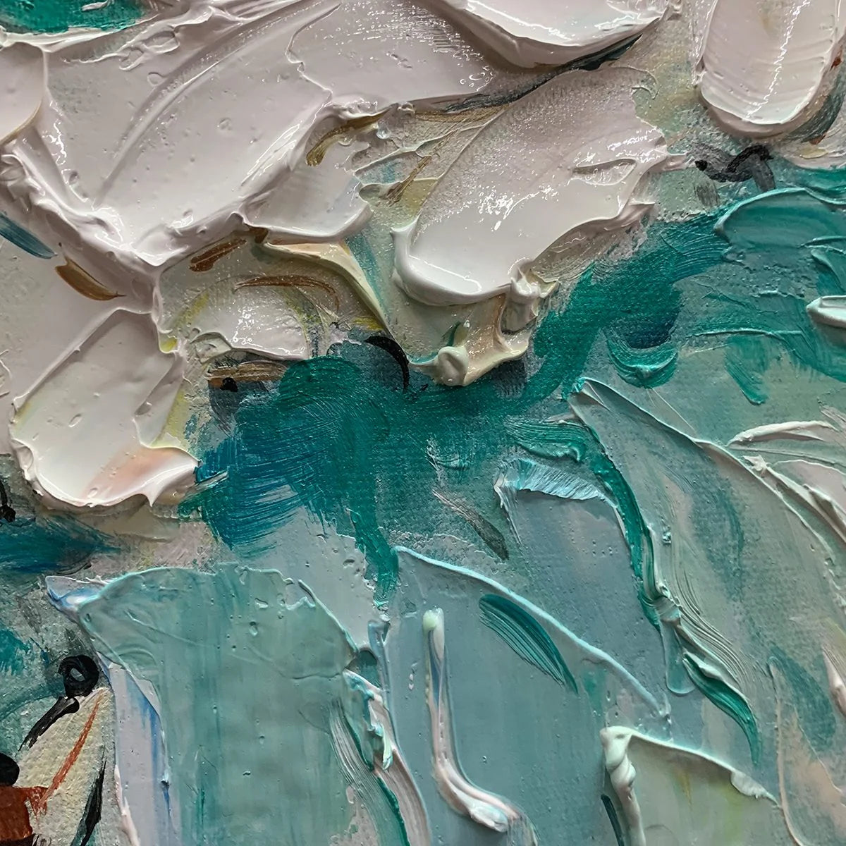 SURF'S UP: Textured Aerial View of Surfers Oil Painting | rolled canvas, ready for custom framing