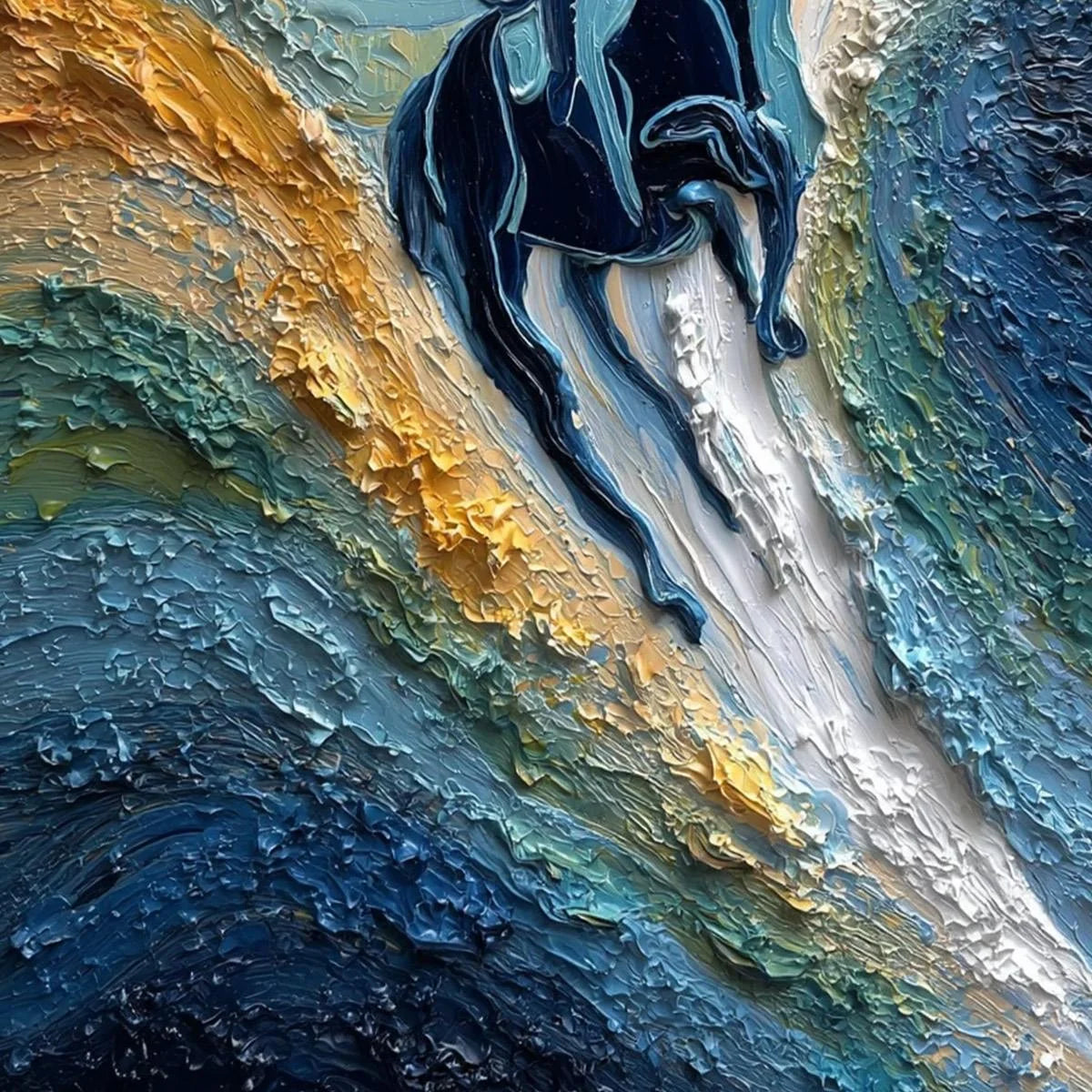 SURGE OF POWER: Textured Impasto Equestrian Horse Sport Oil Painting | rolled canvas, ready for custom framing