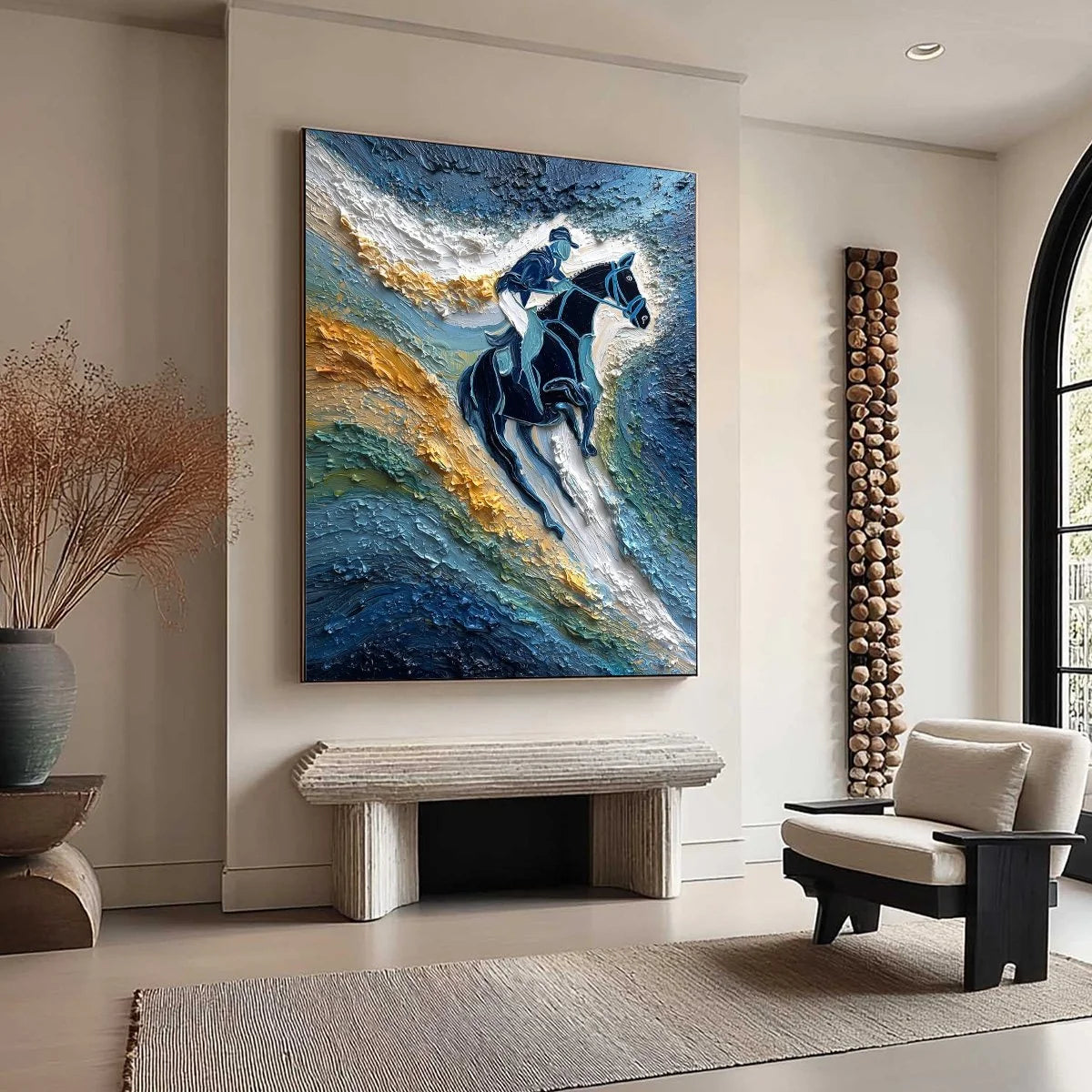 SURGE OF POWER: Textured Impasto Equestrian Horse Sport Oil Painting | multi-color palette, original oil on stretched canvas art