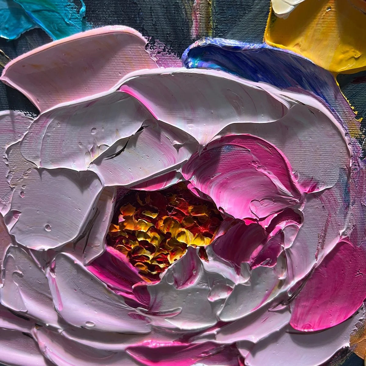 SWEET PEONY RHAPSODY: Textured Impasto Floral Oil Painting | rolled canvas, ready for custom framing