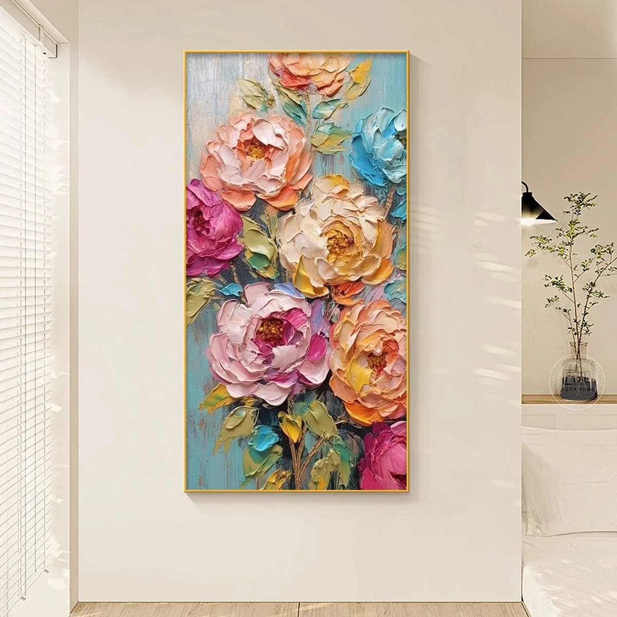 SWEET PEONY RHAPSODY: Textured Impasto Floral Oil Painting | Abstract mood, soft natural light studio shot