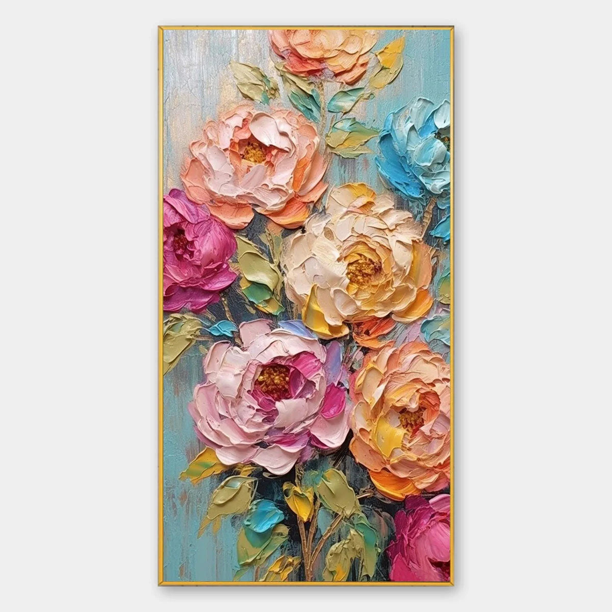 SWEET PEONY RHAPSODY: Textured Impasto Floral Oil Painting | hanging in living room, Abstract wall art