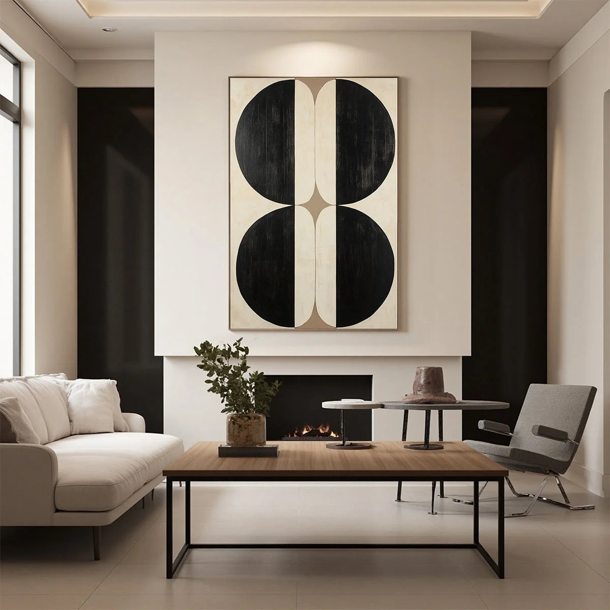 SYMMETRY: Minimalist Geometric Abstract Oil Painting | Minimalist closeup, raised brushwork detail