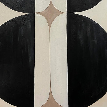 SYMMETRY: Minimalist Geometric Abstract Oil Painting | rectangular format, hand-painted canvas edge