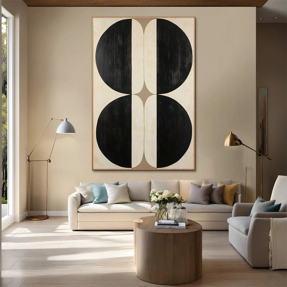 SYMMETRY: Minimalist Geometric Abstract Oil Painting | rolled canvas, ready for custom framing