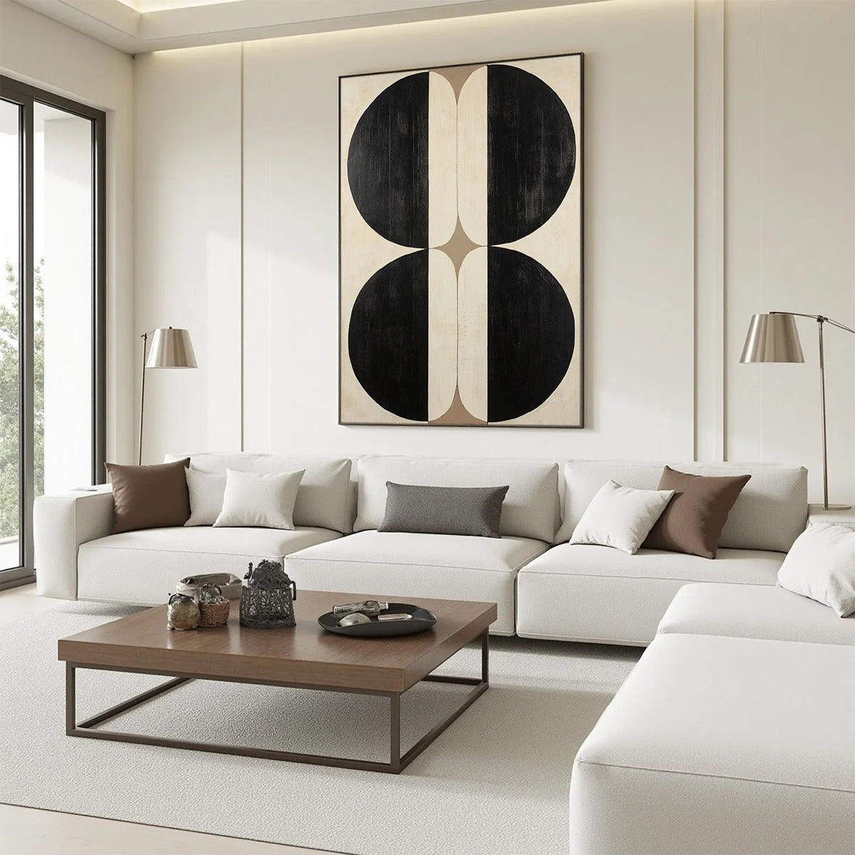 SYMMETRY: Minimalist Geometric Abstract Oil Painting | Minimalist mood, soft natural light studio shot