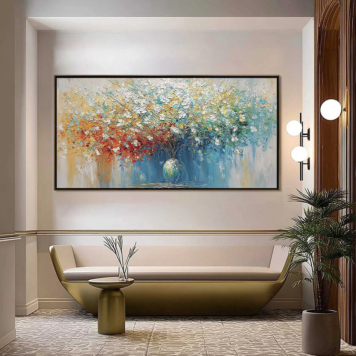 SYMPHONY IN BLOOM: Vibrant Textured Palette Knife Floral Painting | Abstract closeup, raised brushwork detail