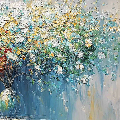 SYMPHONY IN BLOOM: Vibrant Textured Palette Knife Floral Painting | rolled canvas, ready for custom framing