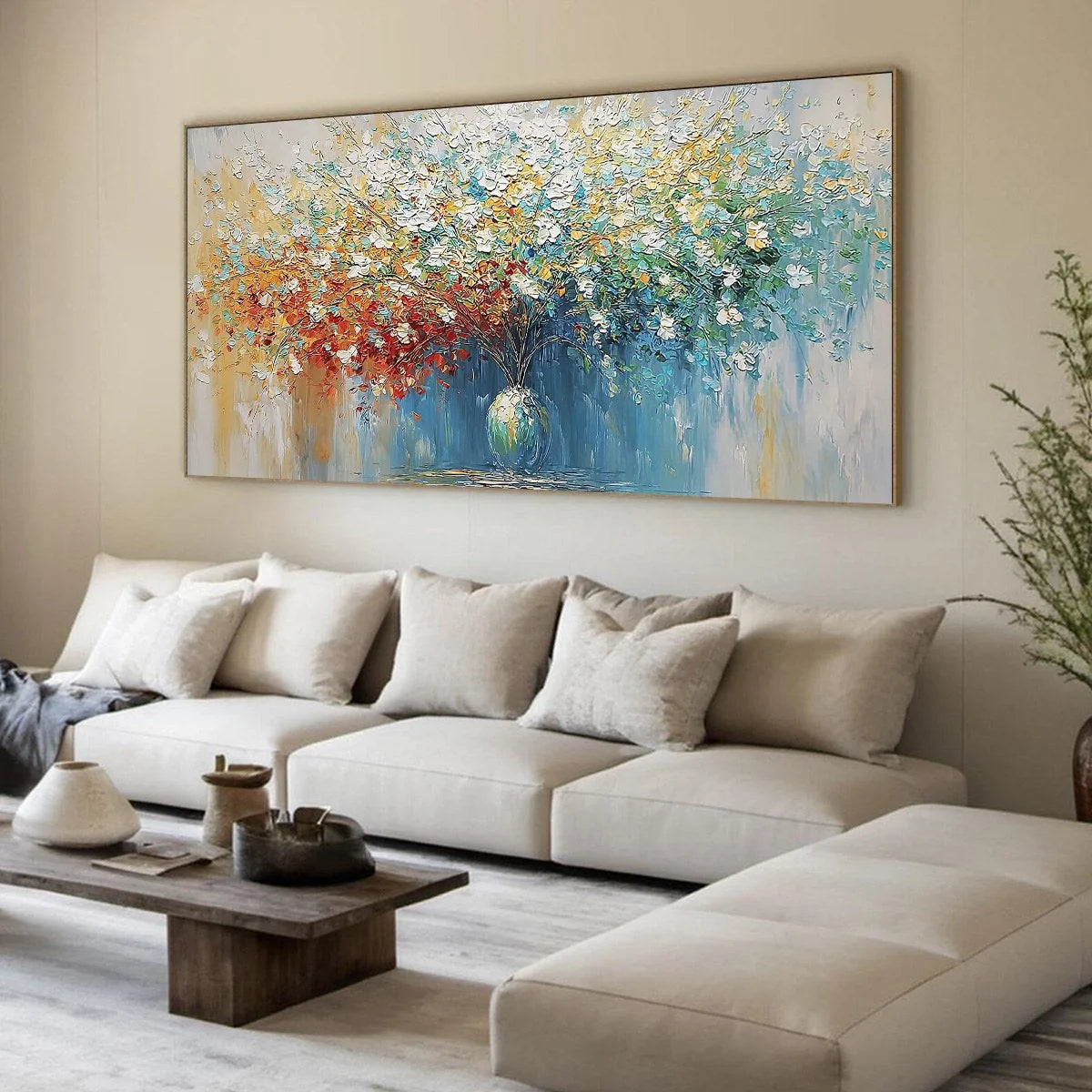 SYMPHONY IN BLOOM: Vibrant Textured Palette Knife Floral Painting | multi-color palette, original oil on stretched canvas art