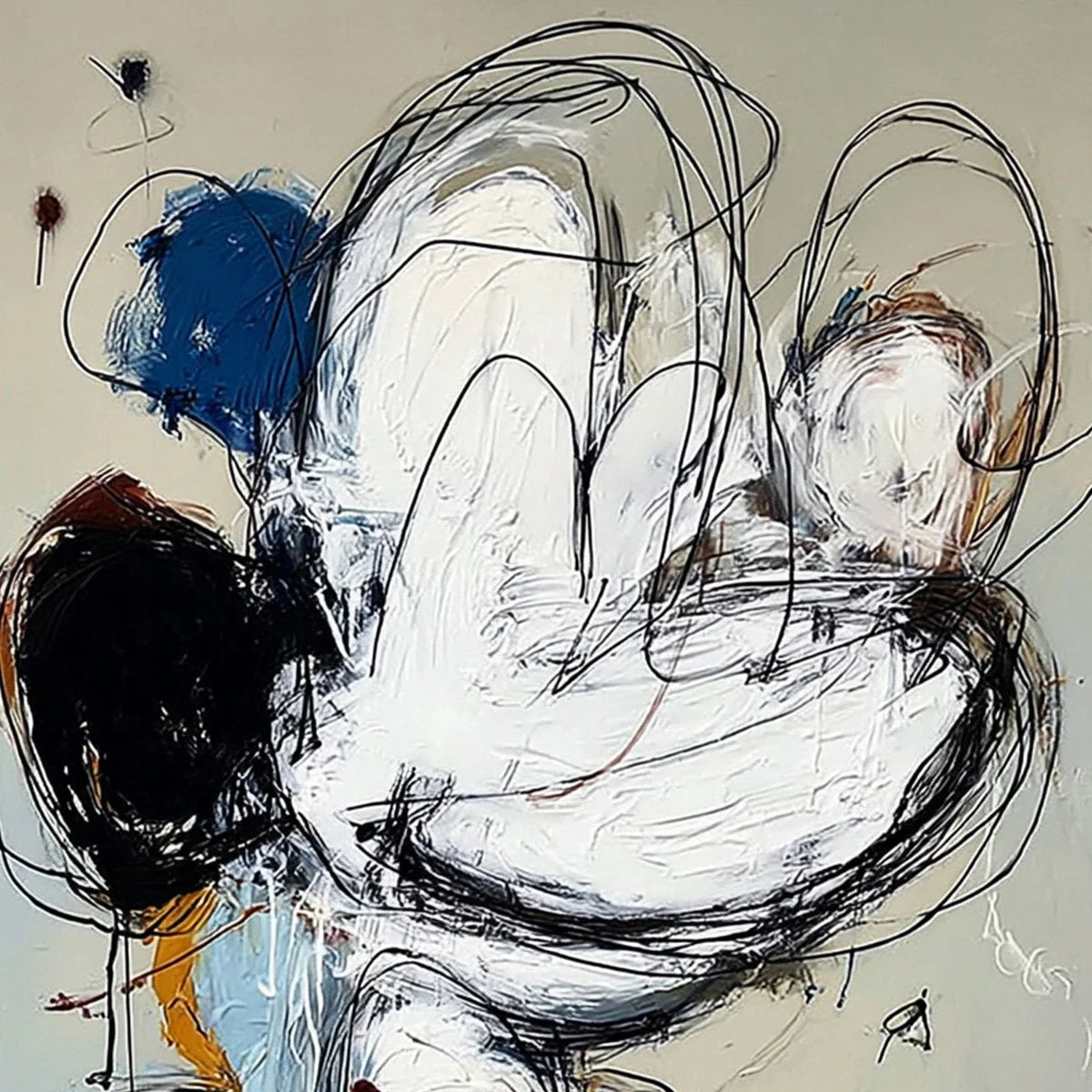 SYNCOPATION: Large Vertical Abstract Painting with Dynamic Lines | rectangular format, hand-painted canvas edge