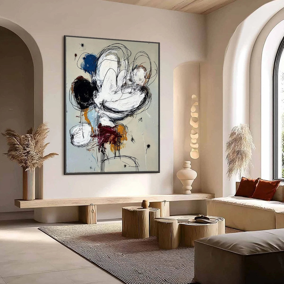 SYNCOPATION: Large Vertical Abstract Painting with Dynamic Lines | Abstract mood, soft natural light studio shot