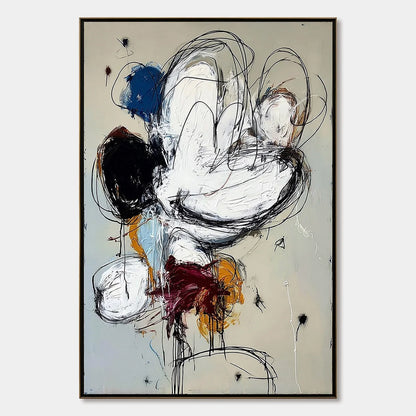 SYNCOPATION: Large Vertical Abstract Painting with Dynamic Lines | hanging in living room, Abstract wall art