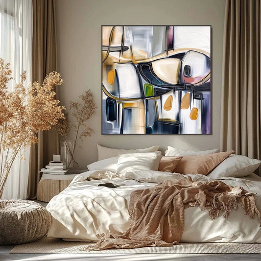 SYNCOPATION: Modern Abstract Square Painting with Textured Accents