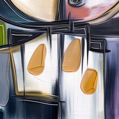 SYNCOPATION: Modern Abstract Square Painting with Textured Accents | rectangular format, hand-painted canvas edge