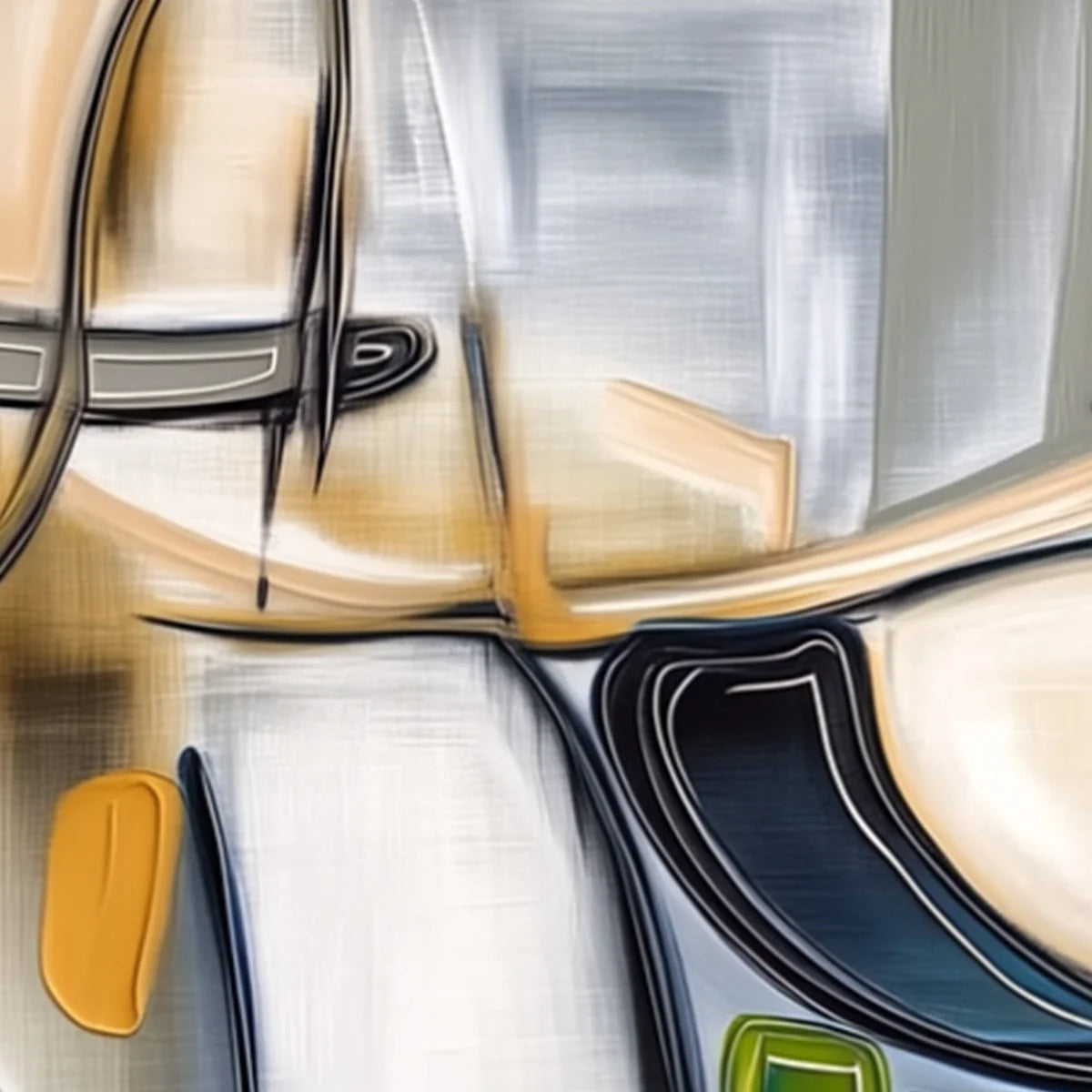 SYNCOPATION: Modern Abstract Square Painting with Textured Accents | rolled canvas, ready for custom framing