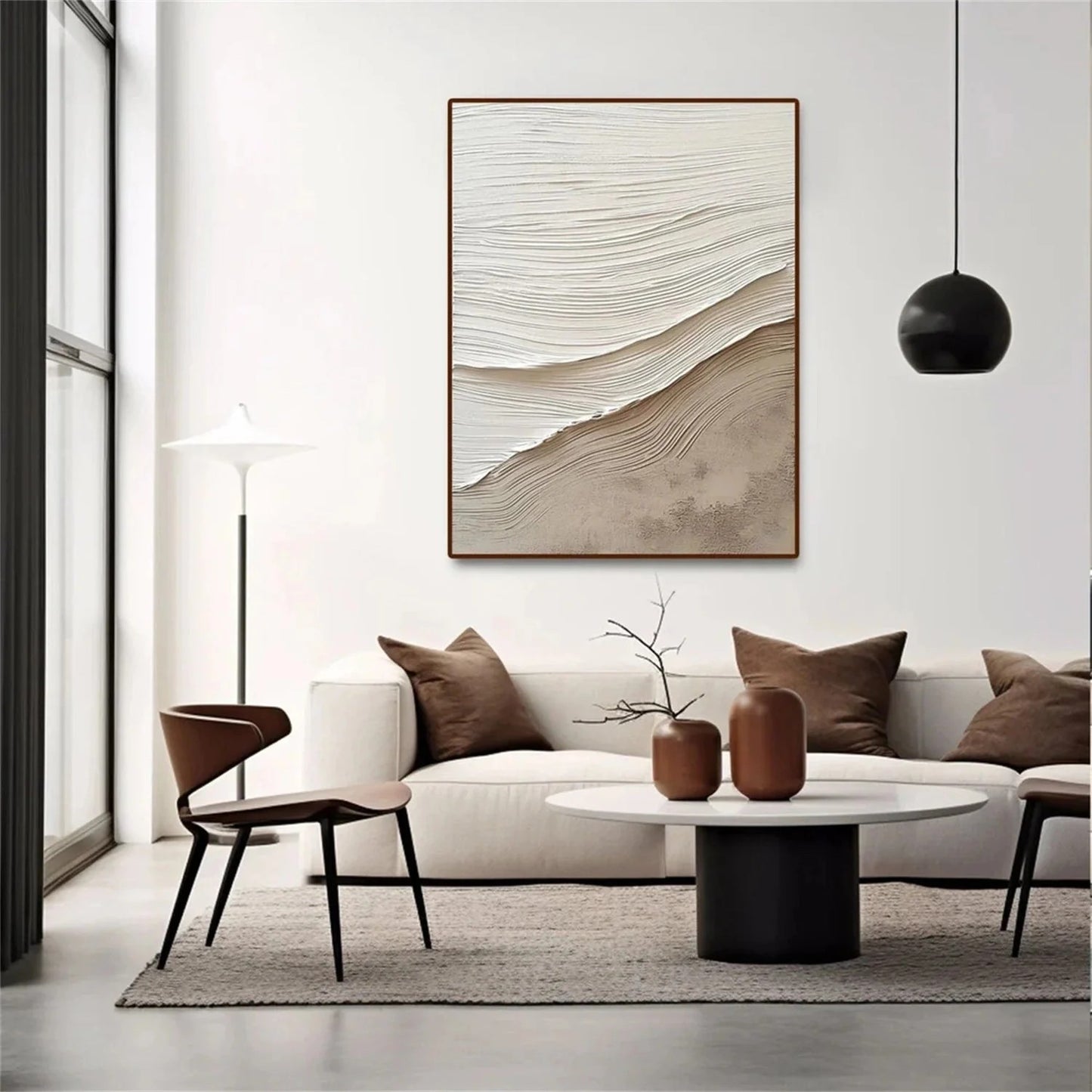 Tactile Neutral Wall Art – Earthy Textured Minimalism styled in a refined neutral room setting to show wall scale, calm proportion, and interior decor mood.