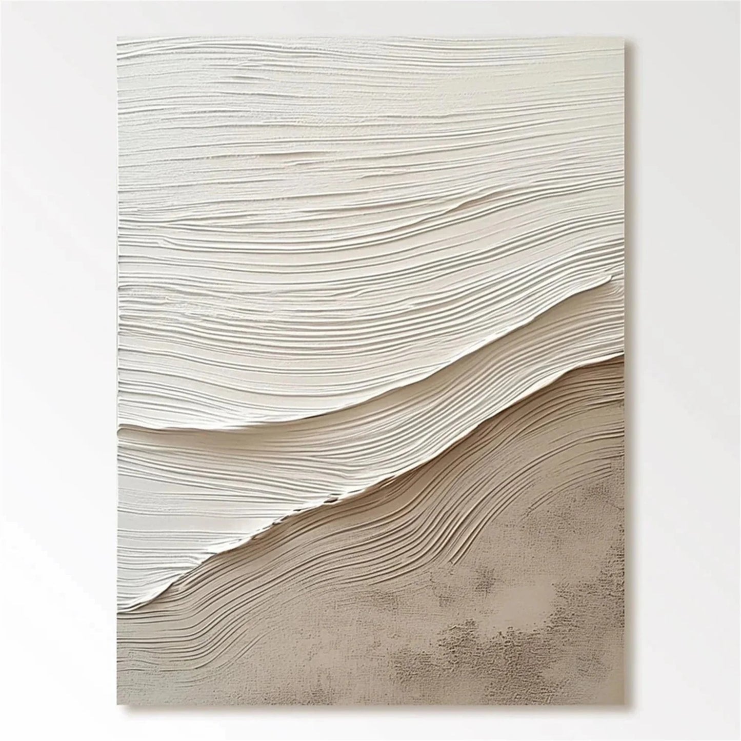 Close view of Tactile Neutral Wall Art – Earthy Textured Minimalism showing raised texture, layered brushwork, and tactile canvas detail for neutral home decor.