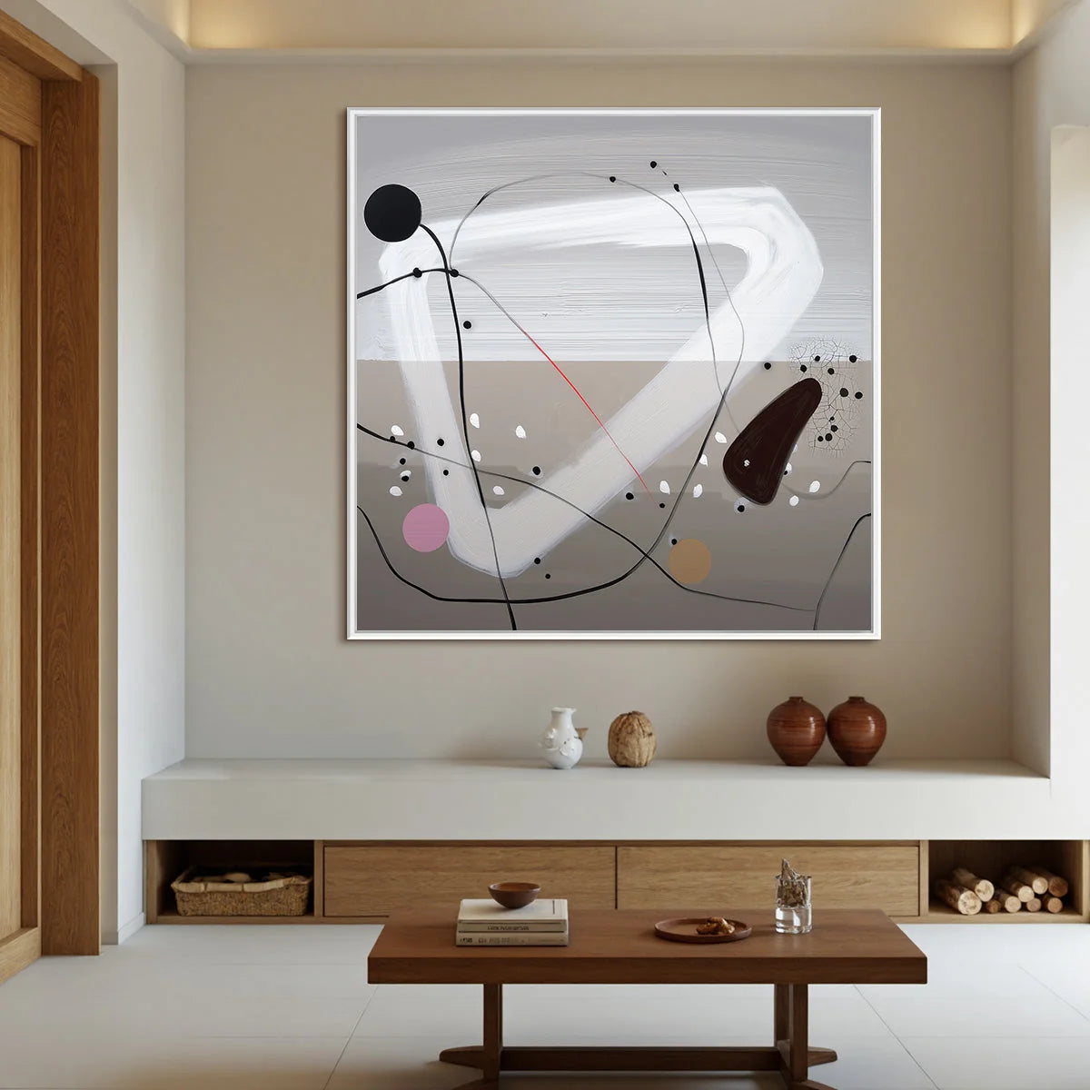 TAUPE TRIPTYCH: Minimalist Abstract Oil Painting | Minimalist closeup, raised brushwork detail