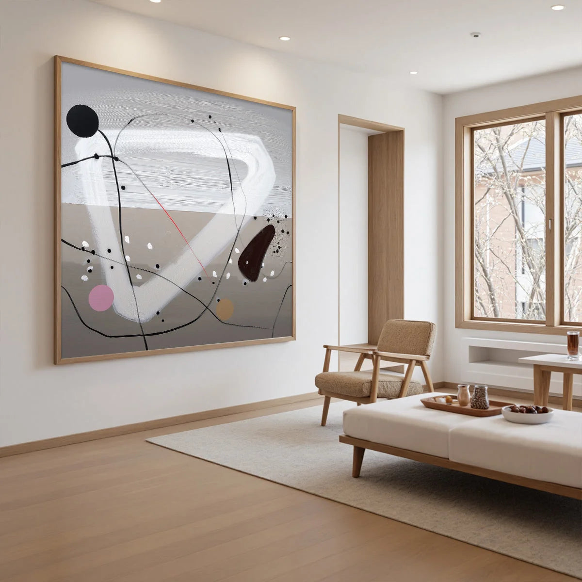 TAUPE TRIPTYCH: Minimalist Abstract Oil Painting | rectangular format, hand-painted canvas edge