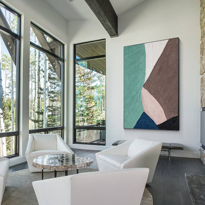 Teal Brown Abstract Painting: Textured Minimalist Wall Art #2