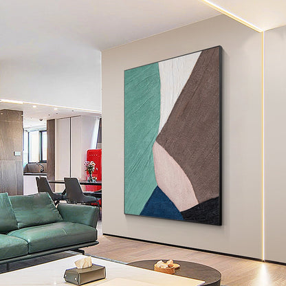 Teal Brown Abstract Painting: Textured Minimalist Wall Art #6