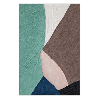 Teal Brown Abstract Painting: Textured Minimalist Wall Art #10