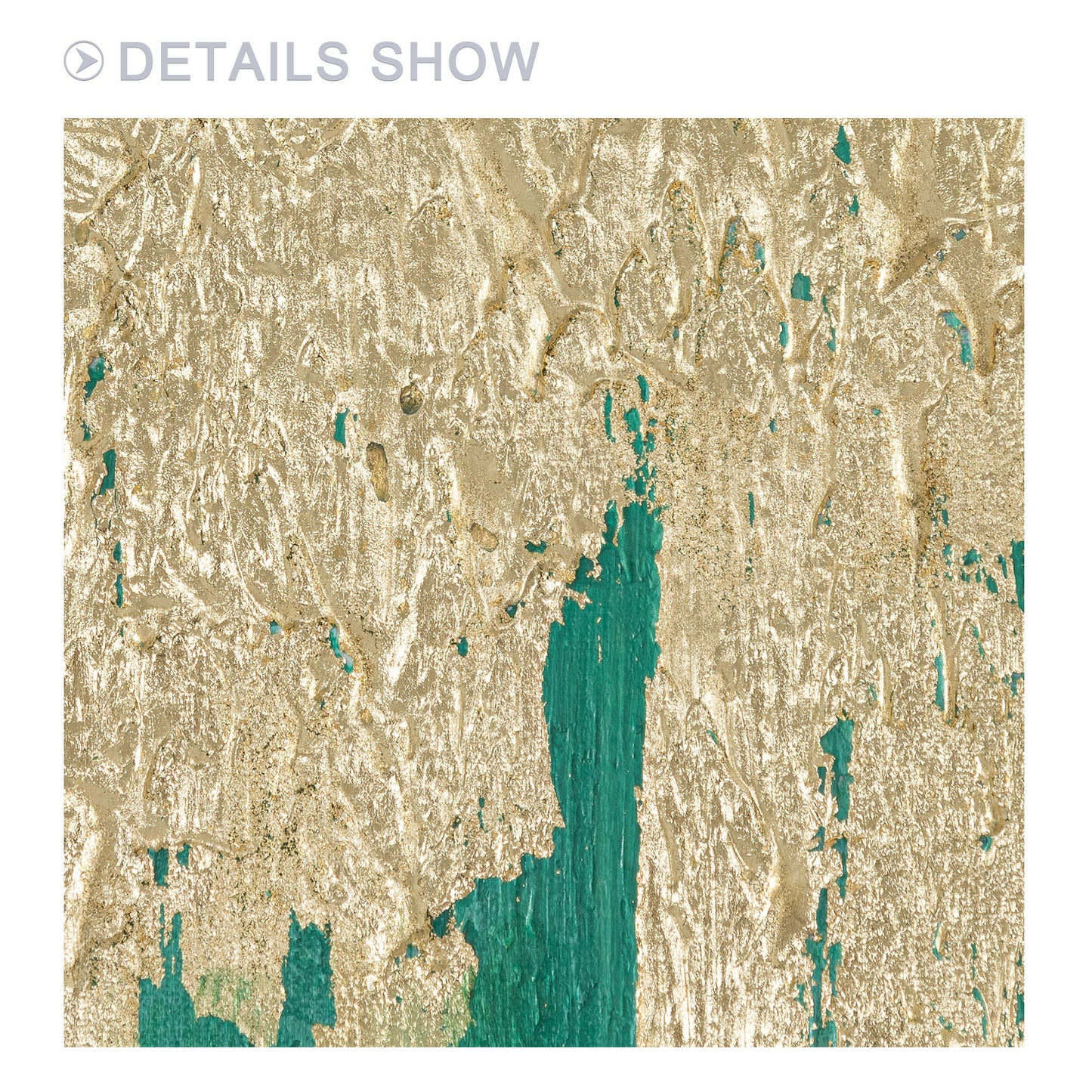 Teal Gold Foil Painting on Canvas: Large Modern Abstract Wall Art #3