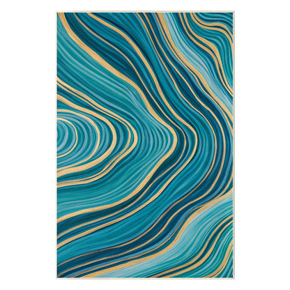 Teal Gold Line Abstract Pour Painting: Extra Large Vertical Canvas Art #10