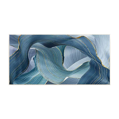 Teal Gold Ribbon Painting: Luxury Abstract Framed Wall Art #8