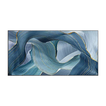 Teal Gold Ribbon Painting: Luxury Abstract Framed Wall Art #9