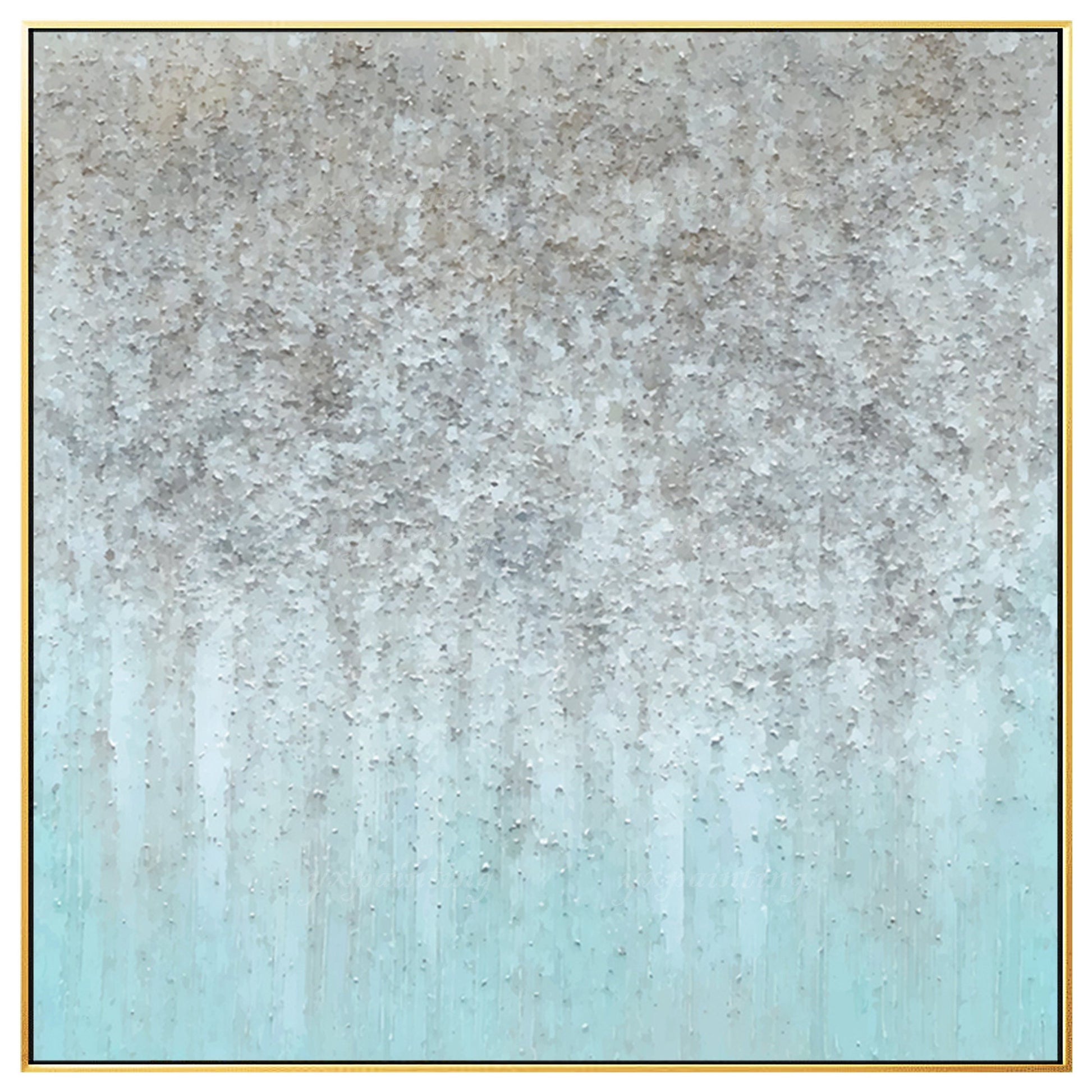 Teal Gray Stone Texture Painting: Minimalist Nordic Wall Art #6